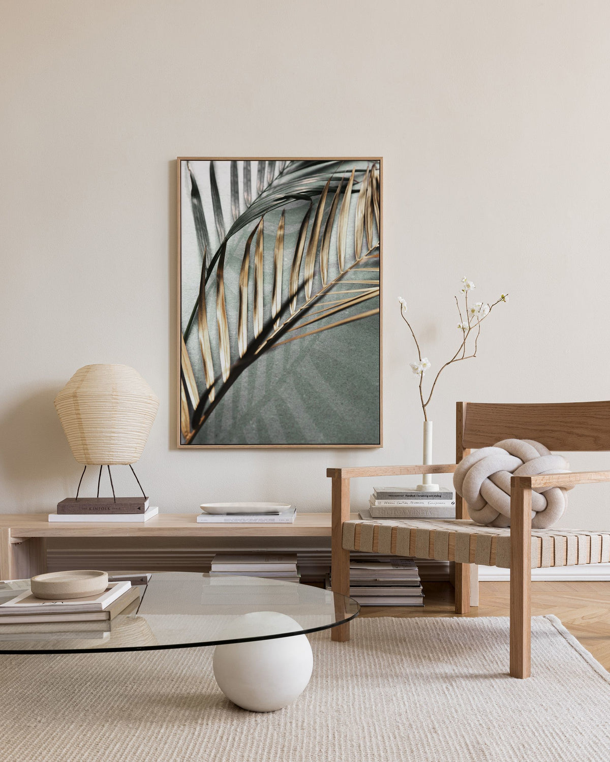 Gold and Green Palm Leaves Canvas print