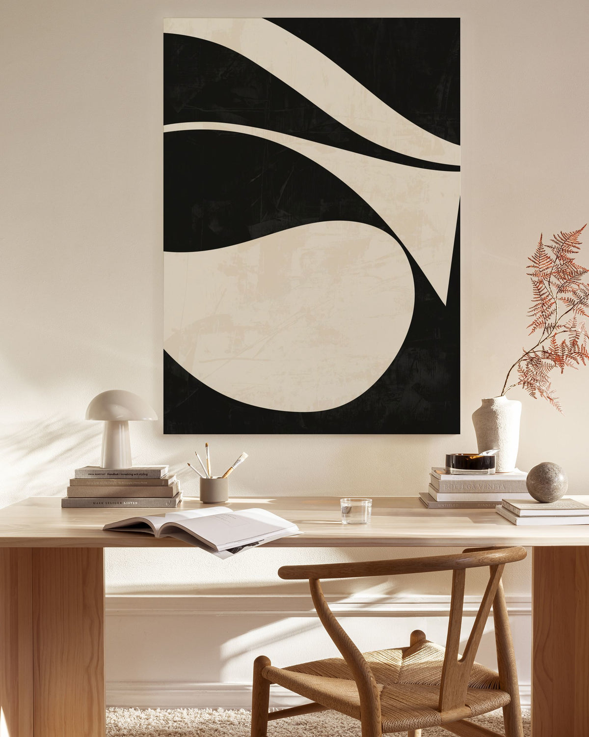 Black and Beige Centerpiece No1 Canvas print