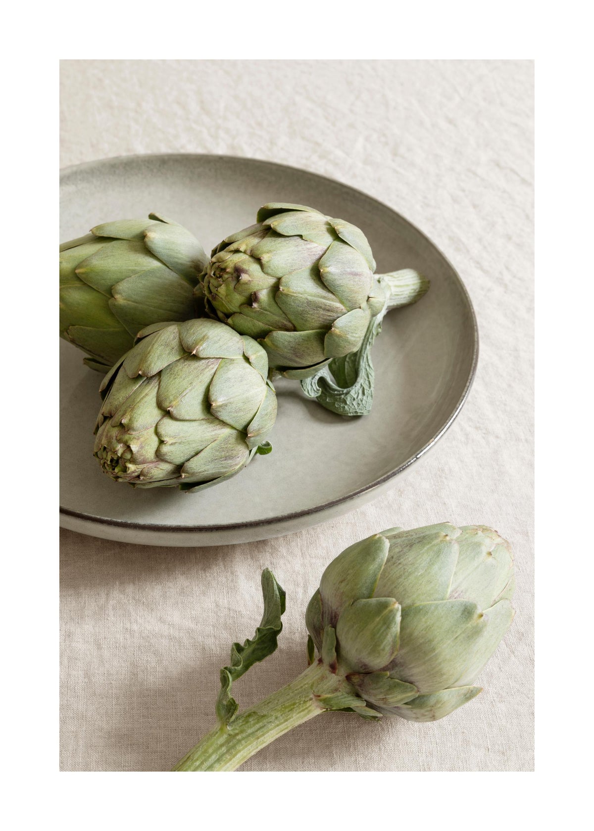 Artichokes on Plate Print