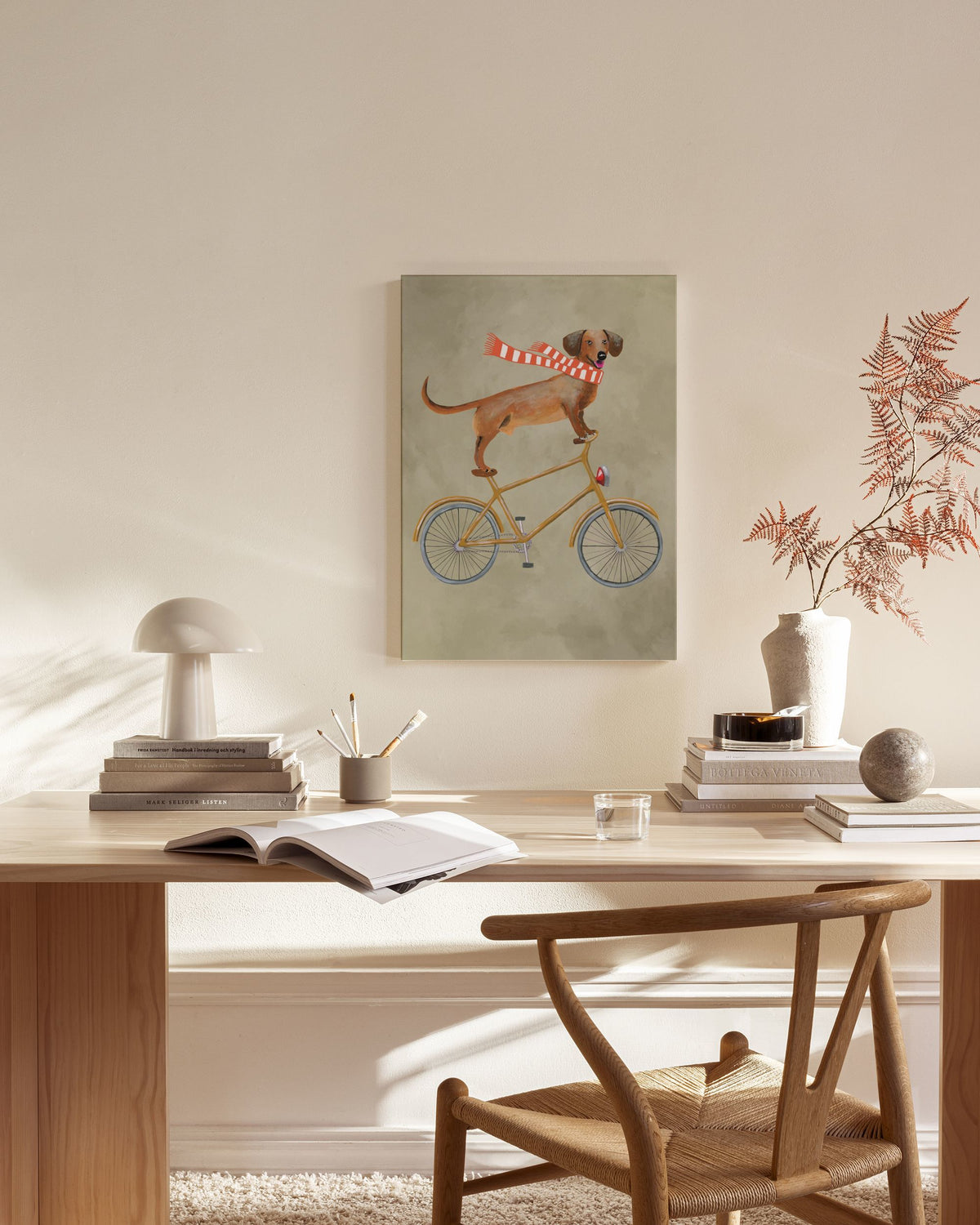 Coco De Paris - Dachshund on Bicycle in the Winter Canvas print