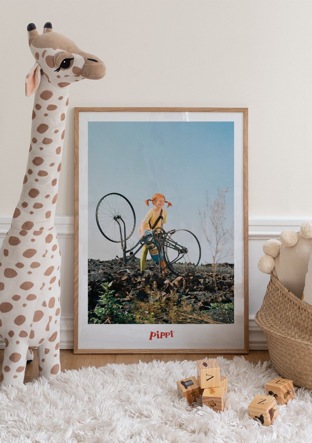 Pippi Longstocking and Her Bike Print