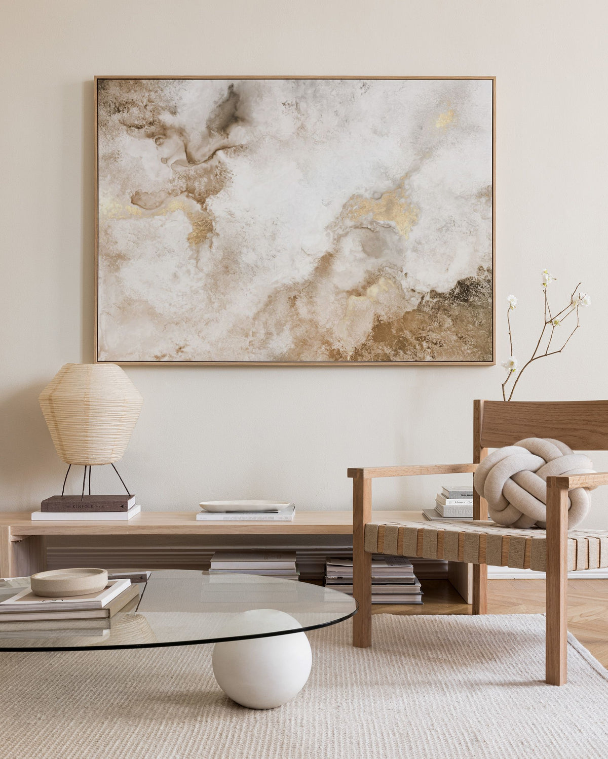 Beige Golden Flow No2 Canvas print