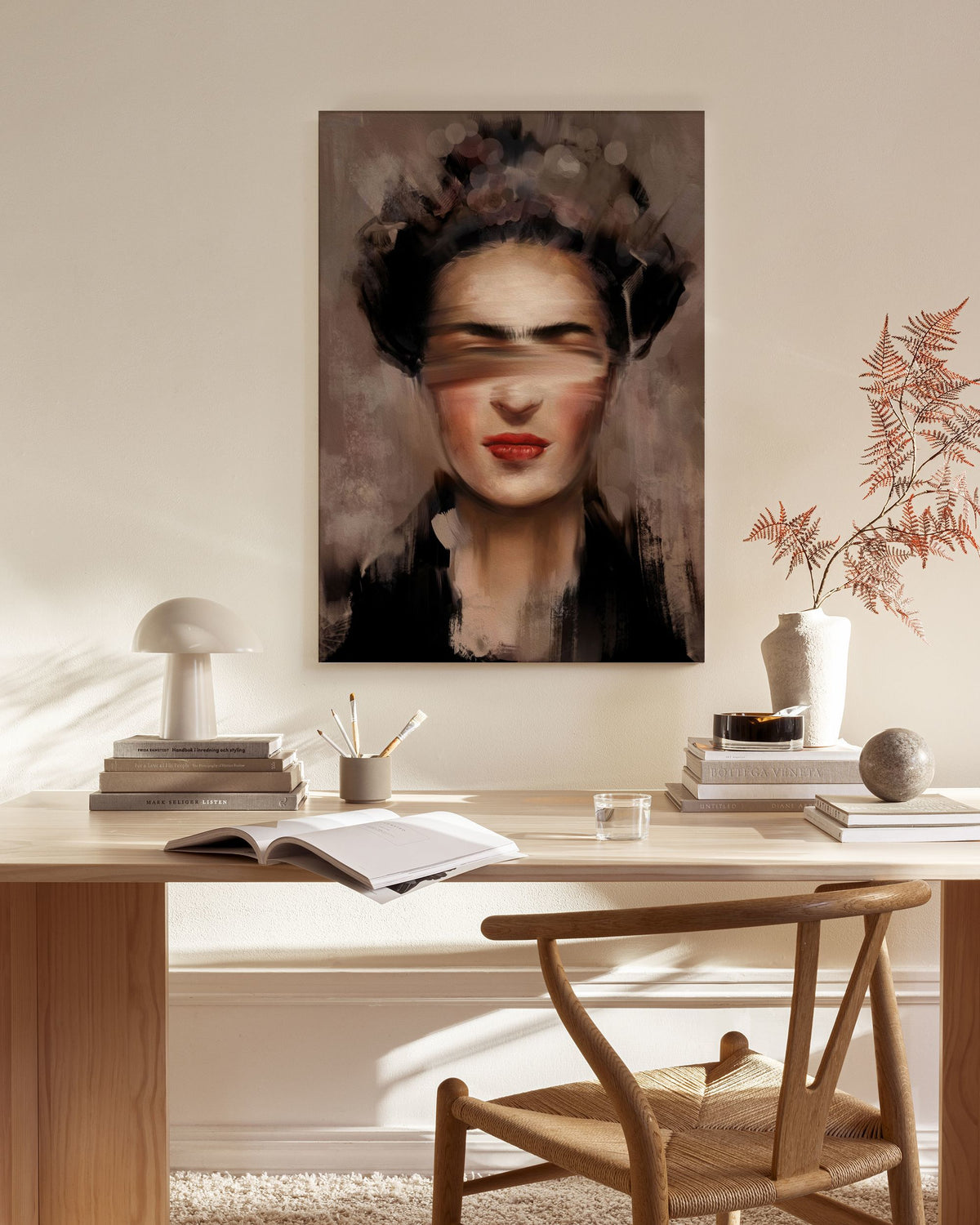 Kahlo in Beige Canvas print
