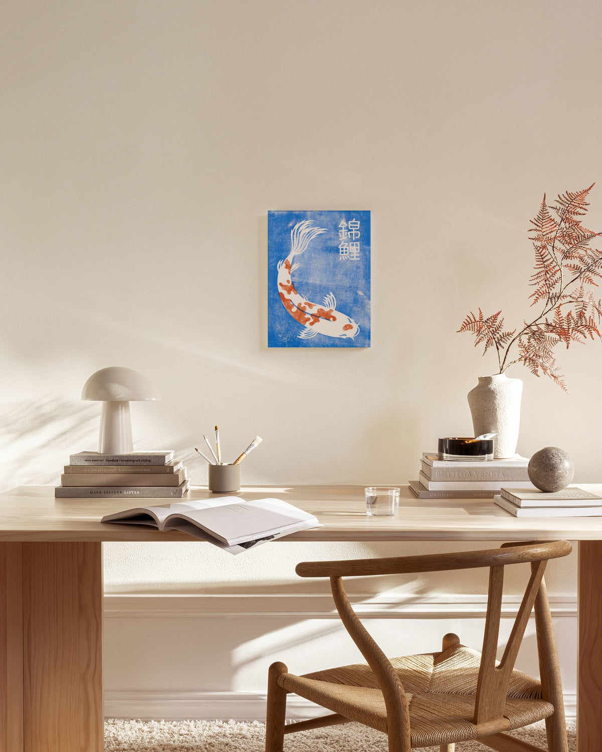 Linocut Koi Canvas print