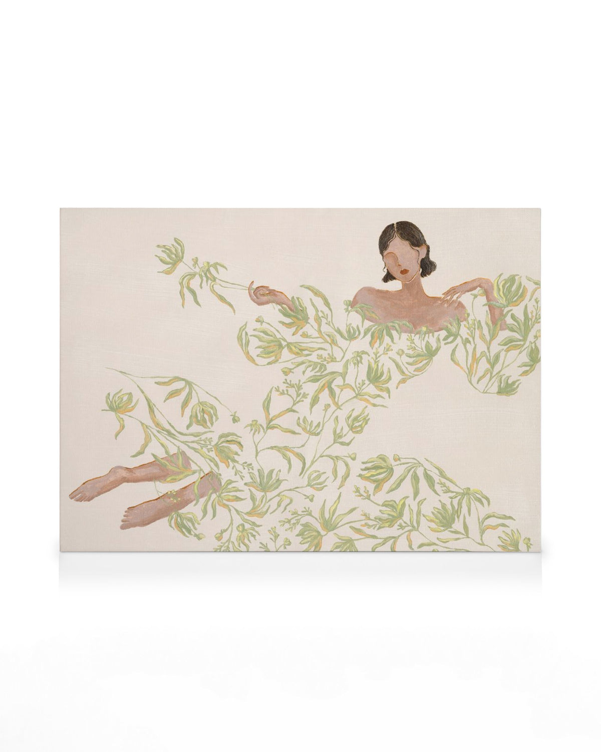 Lady in Green Floral Dress Canvas