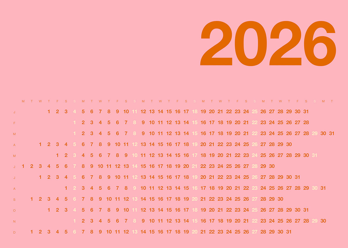 Pink Landscape Calendar 2026 Print