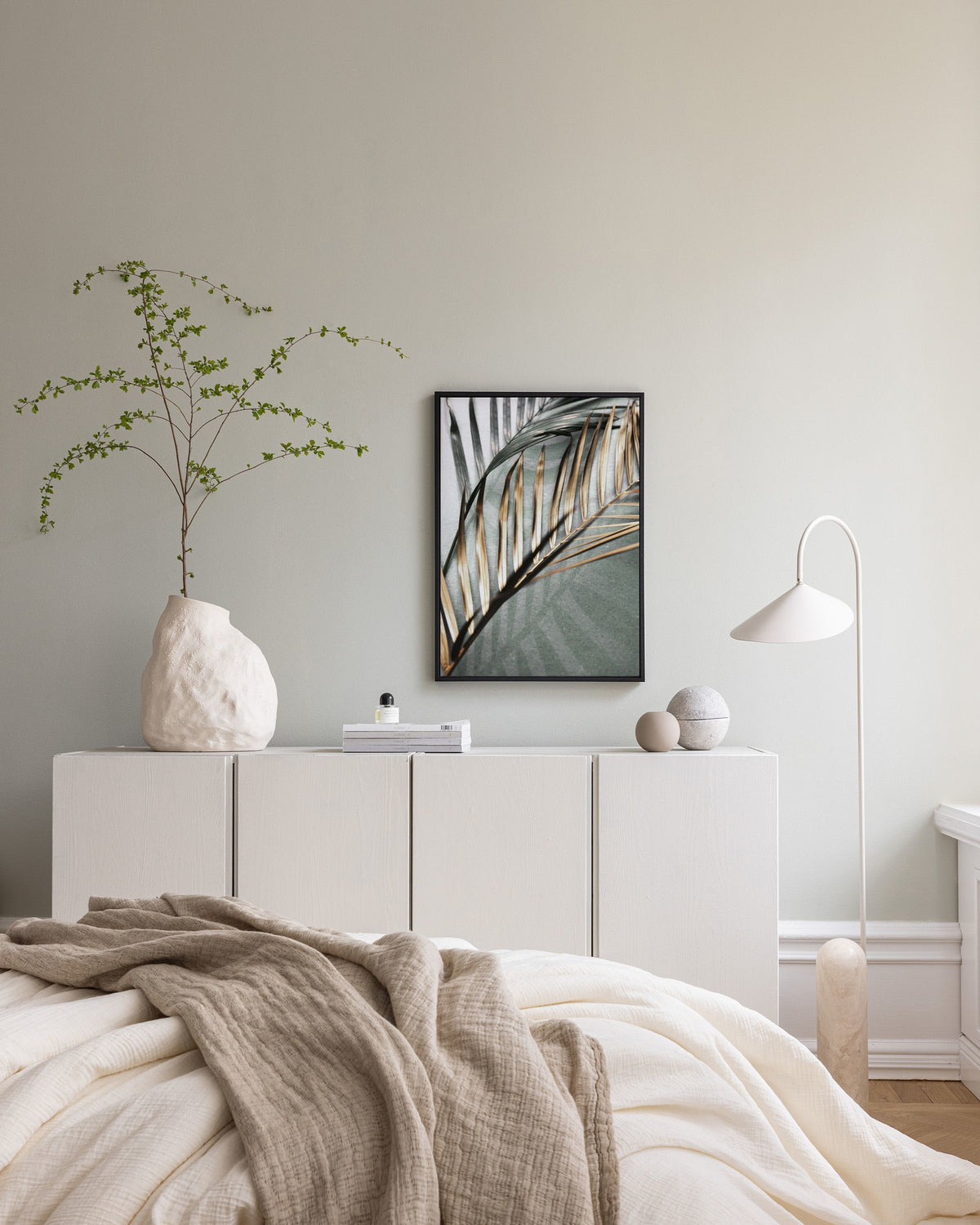 Gold and Green Palm Leaves Canvas print