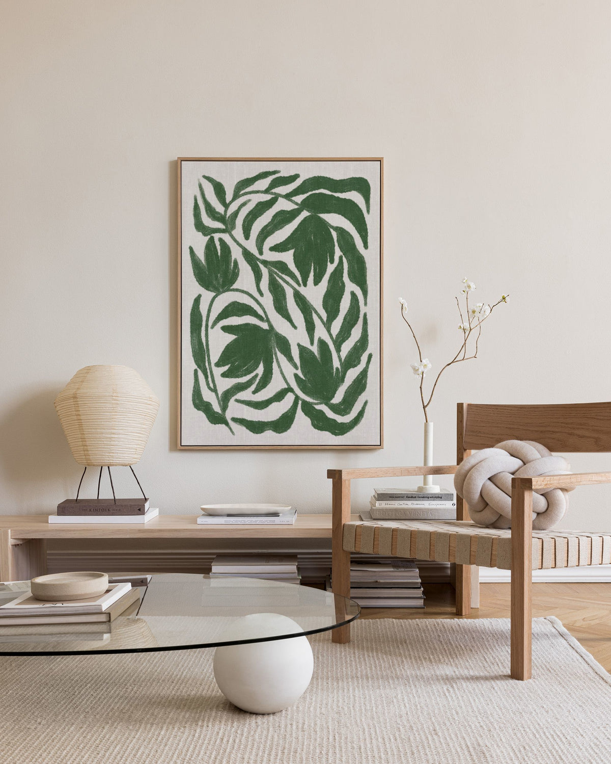 Green Botanical on Linen Canvas print