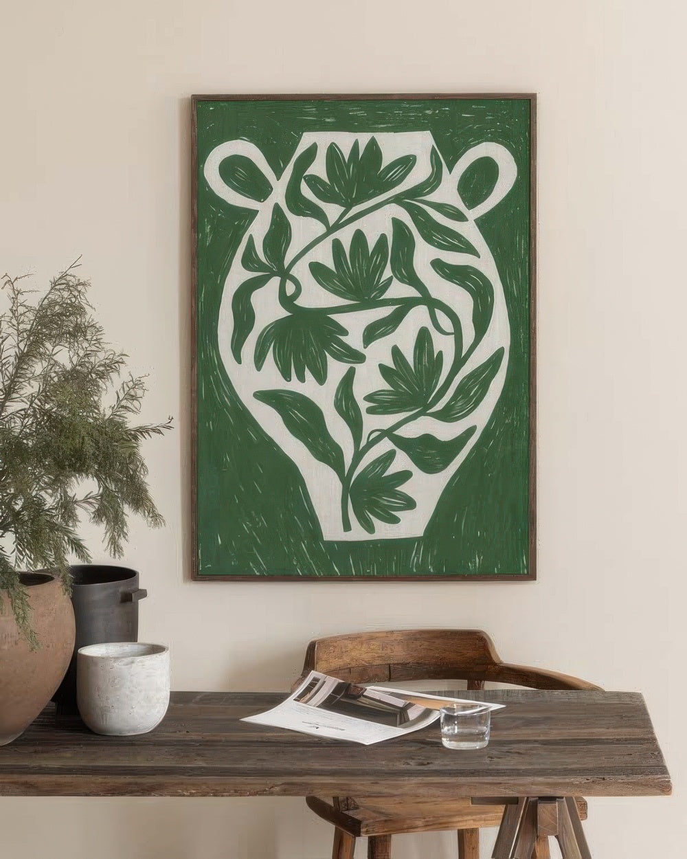 Green Botanical Vase Print