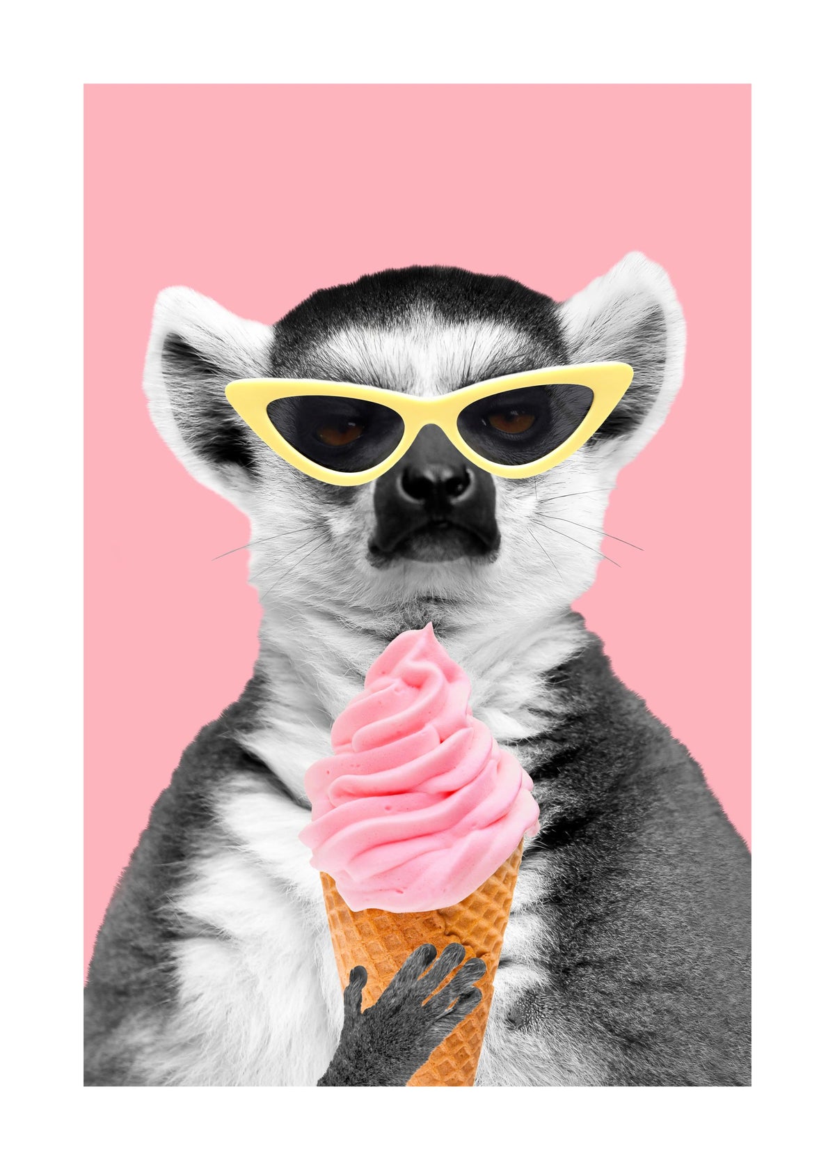 Lemur With Ice Cream Print