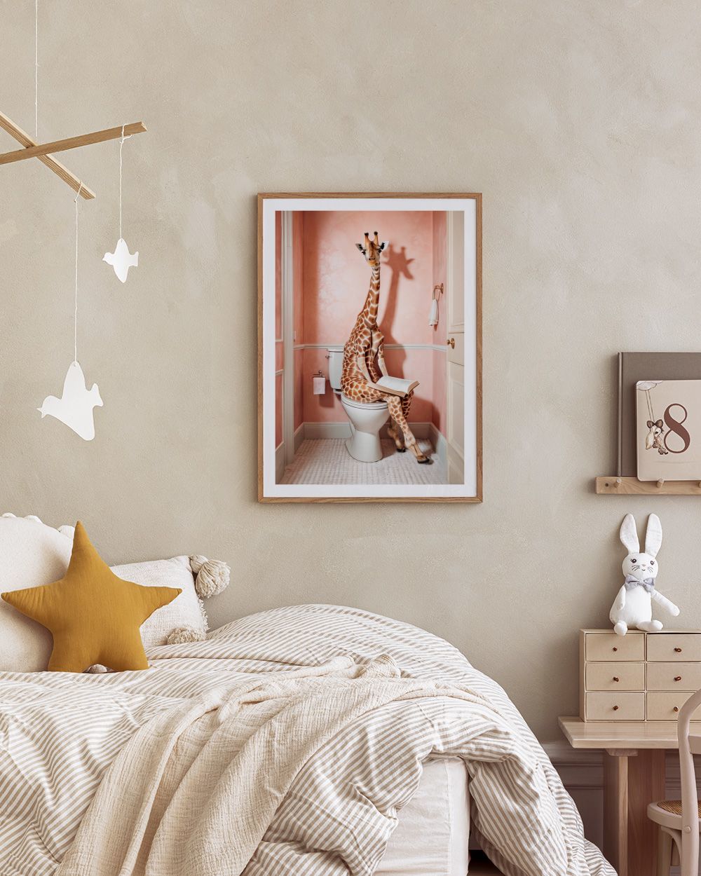 Giraffe Sitting on the Toilet Print