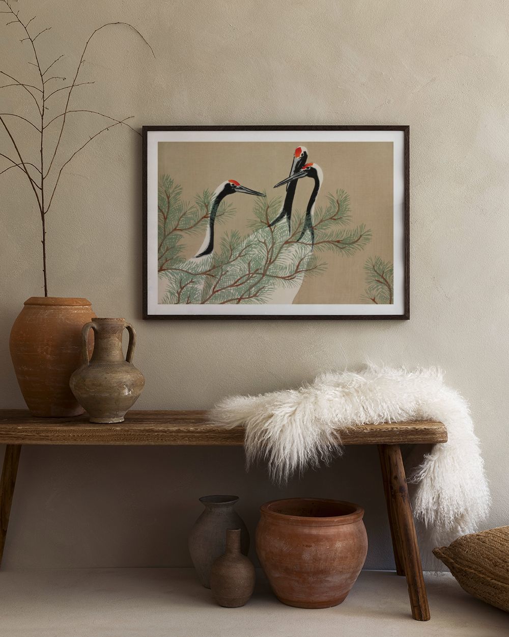 Kamisaka Sekka - Cranes from Momoyogusa Print