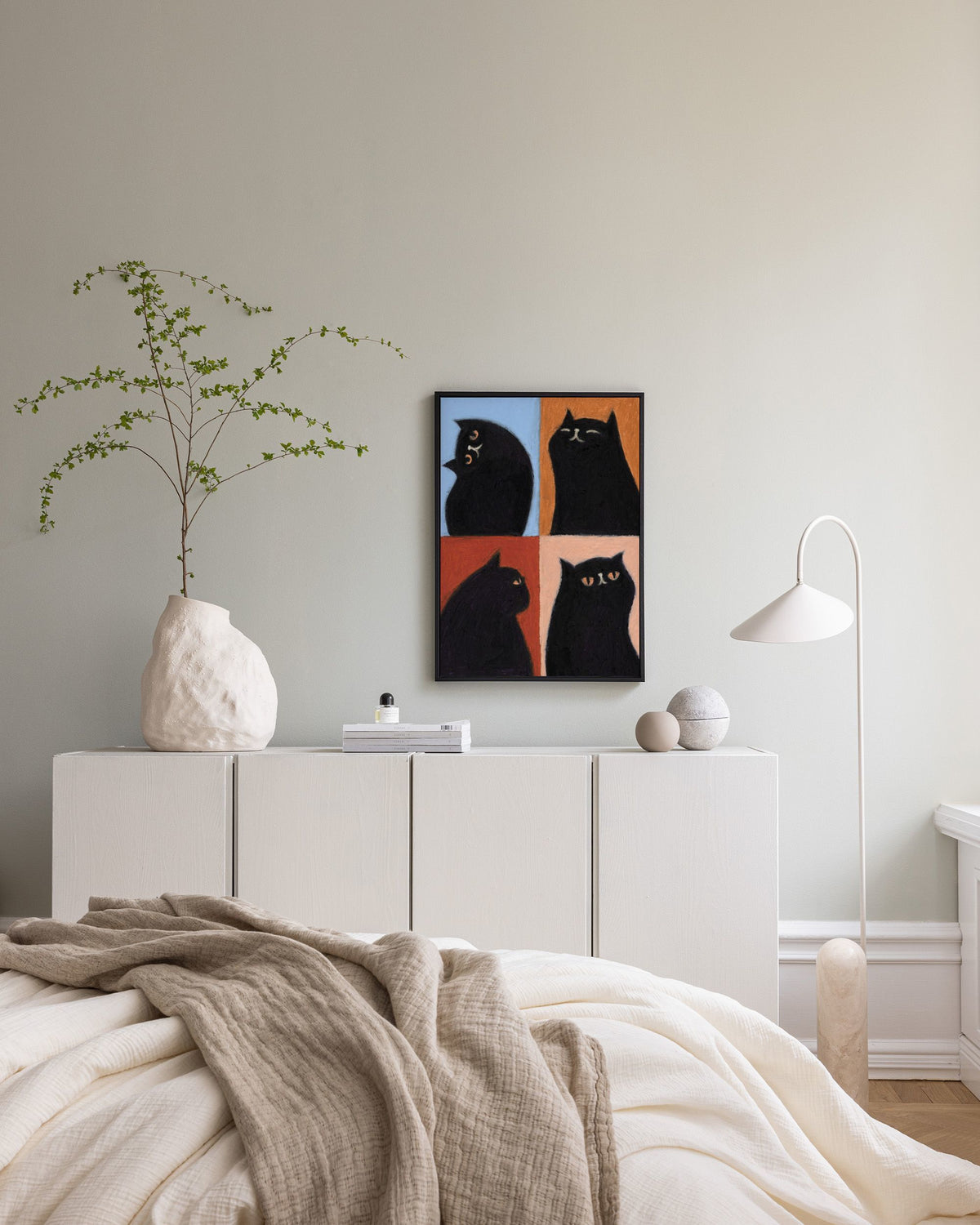 Black Cat Quadrant Canvas print