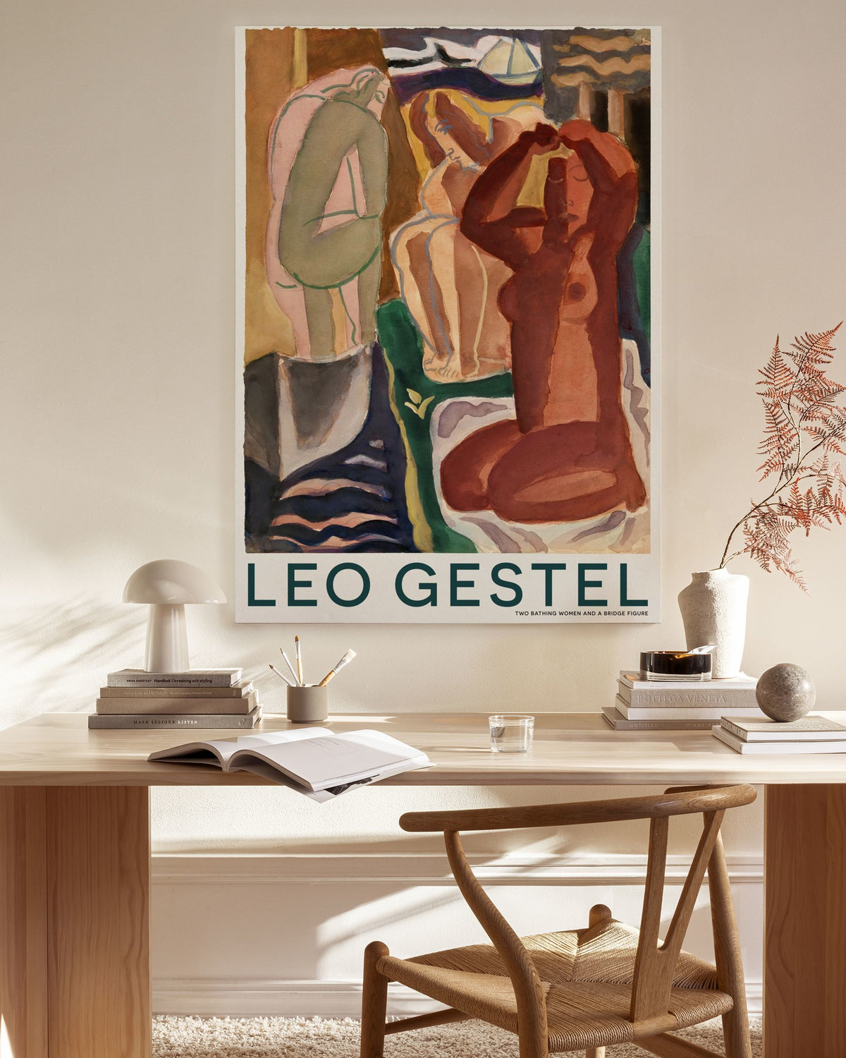Leo Gestel - Two Bathing Women and a Bridge Figure Canvas print