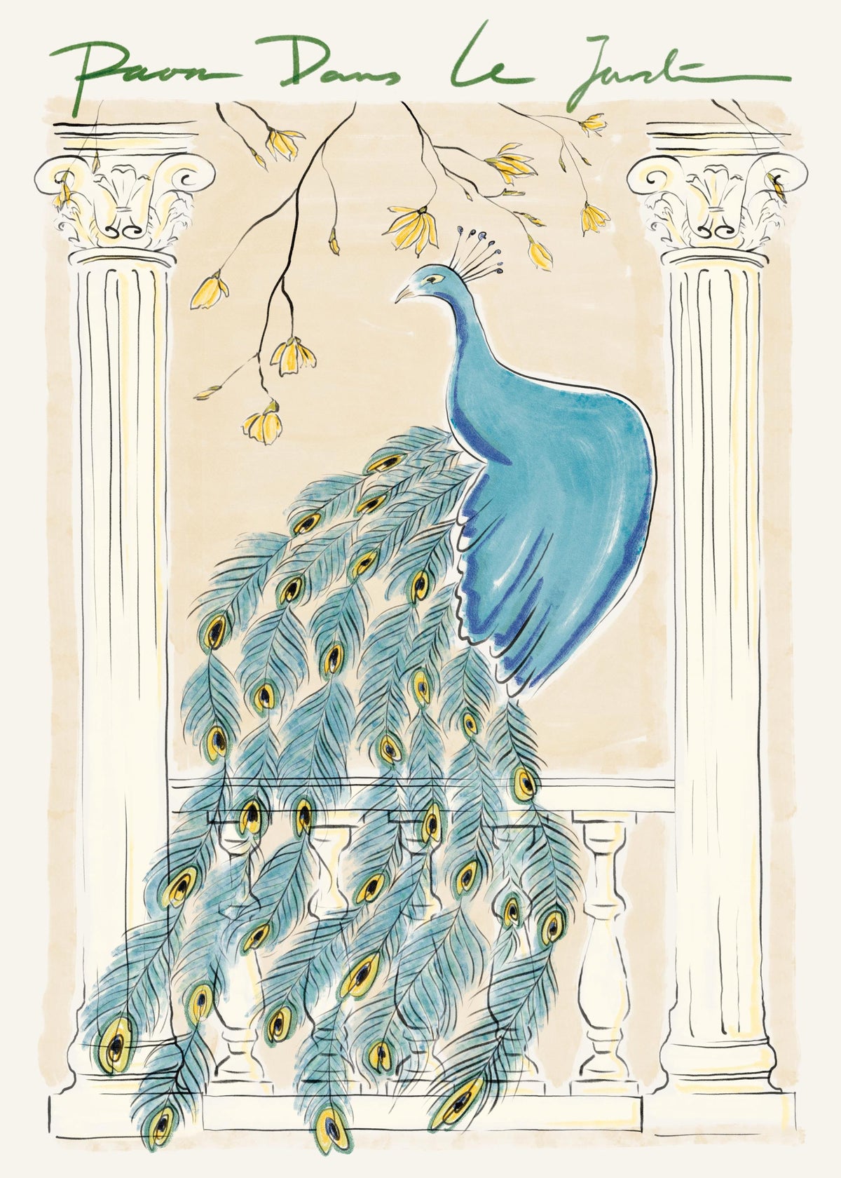 Peacock in the Garden Print