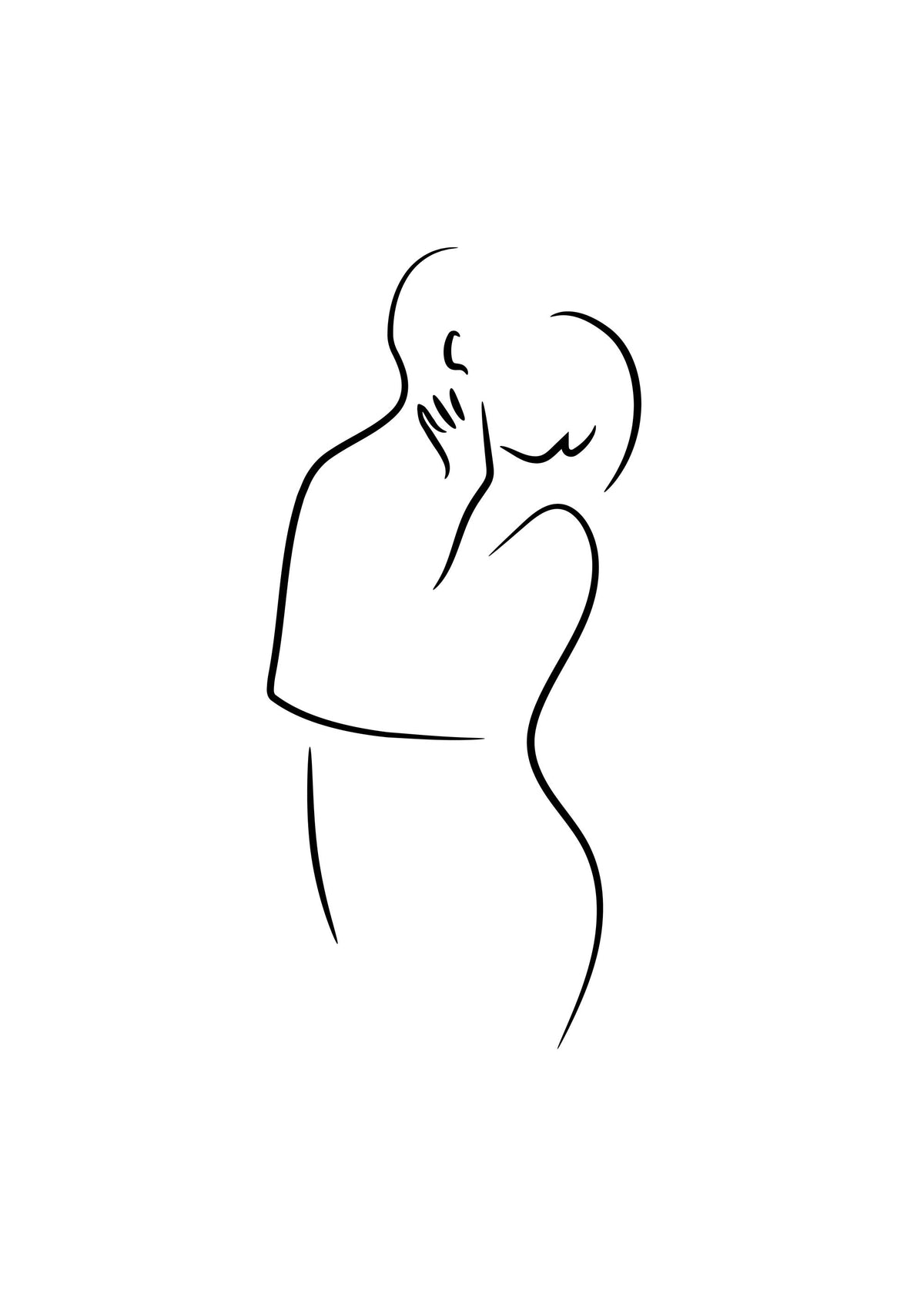 Line Art Kiss Print