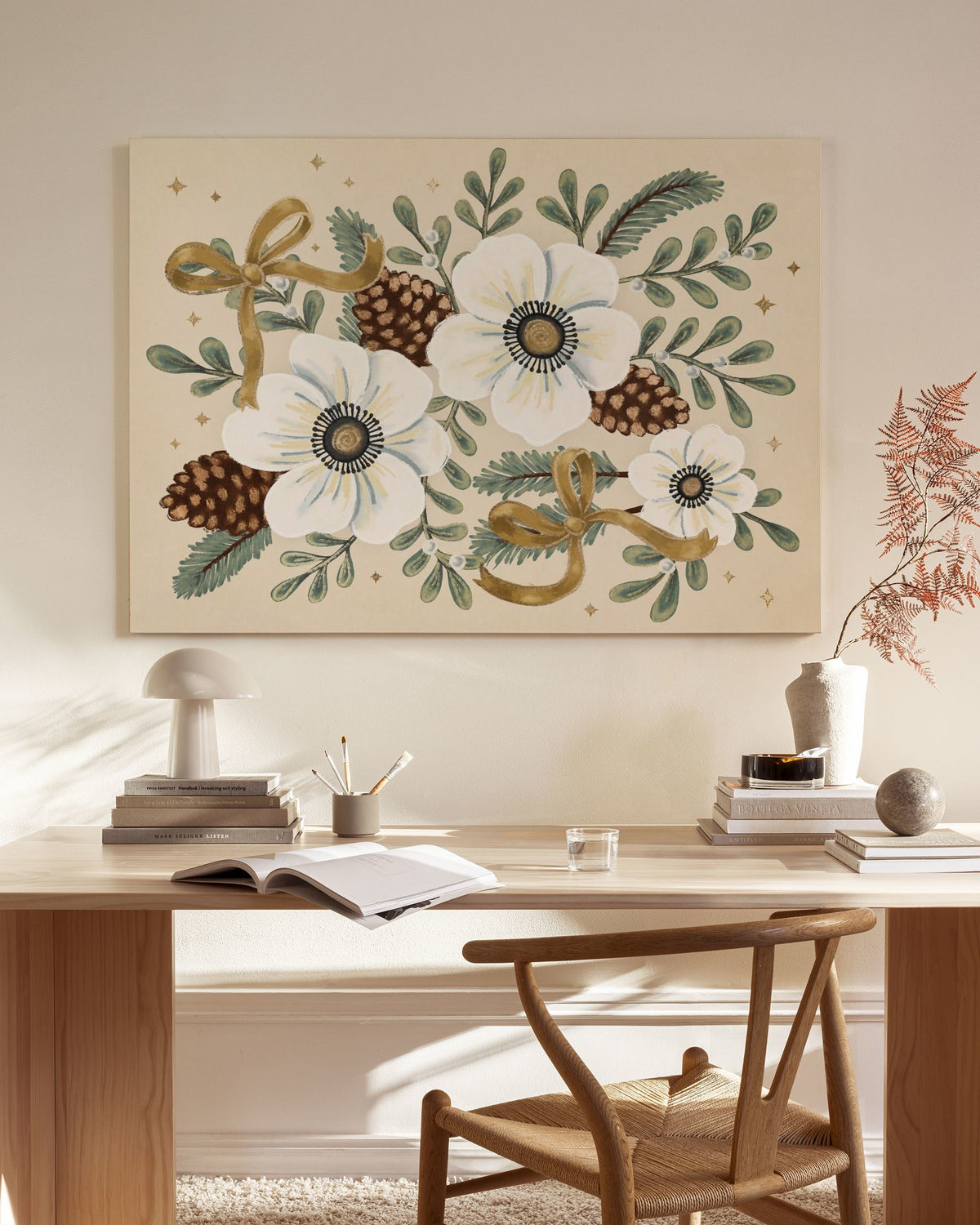 Ribboned Winter Blooms Canvas print