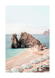 Umbrellas on Beach Print