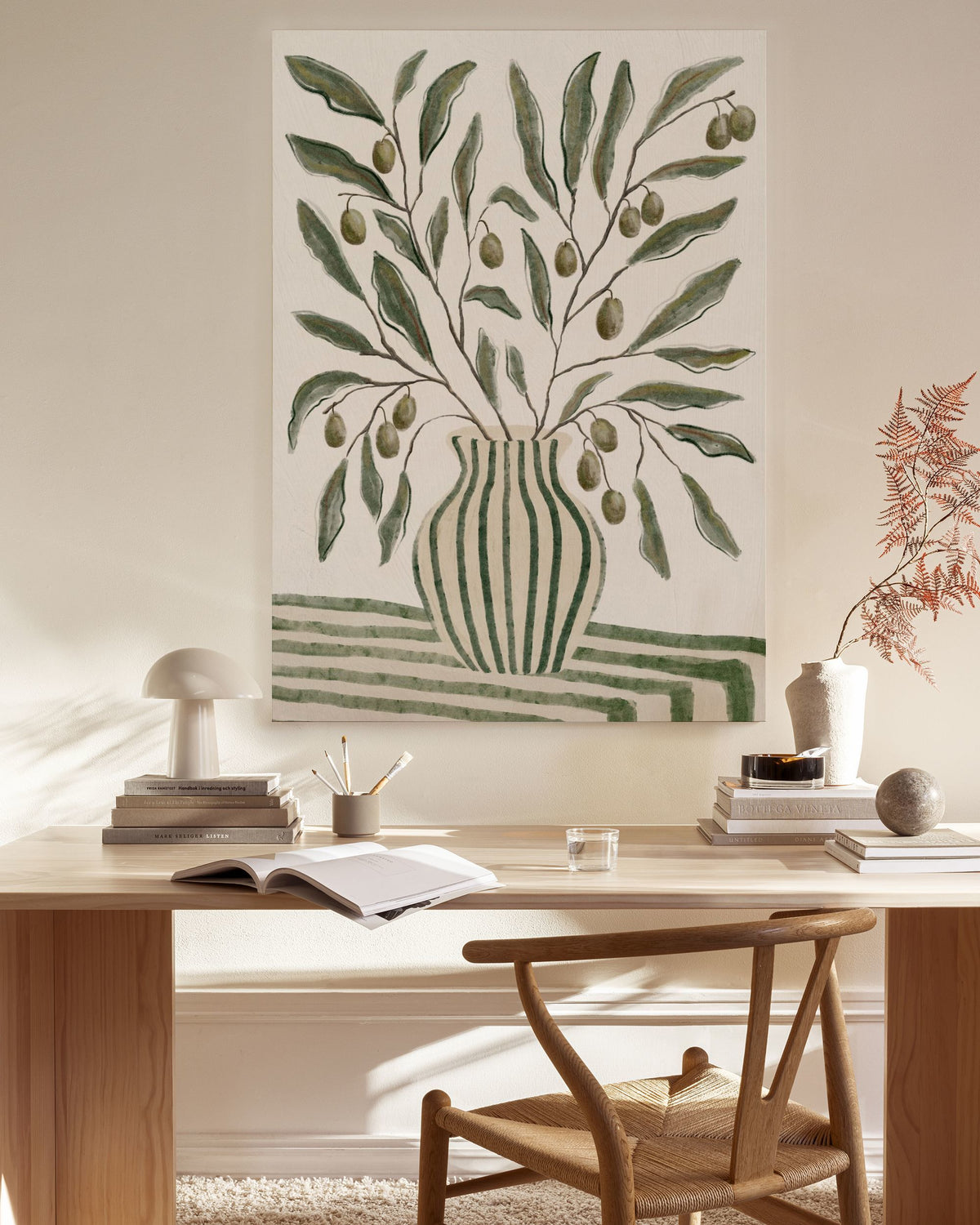 Olive Branches in Vase Canvas print