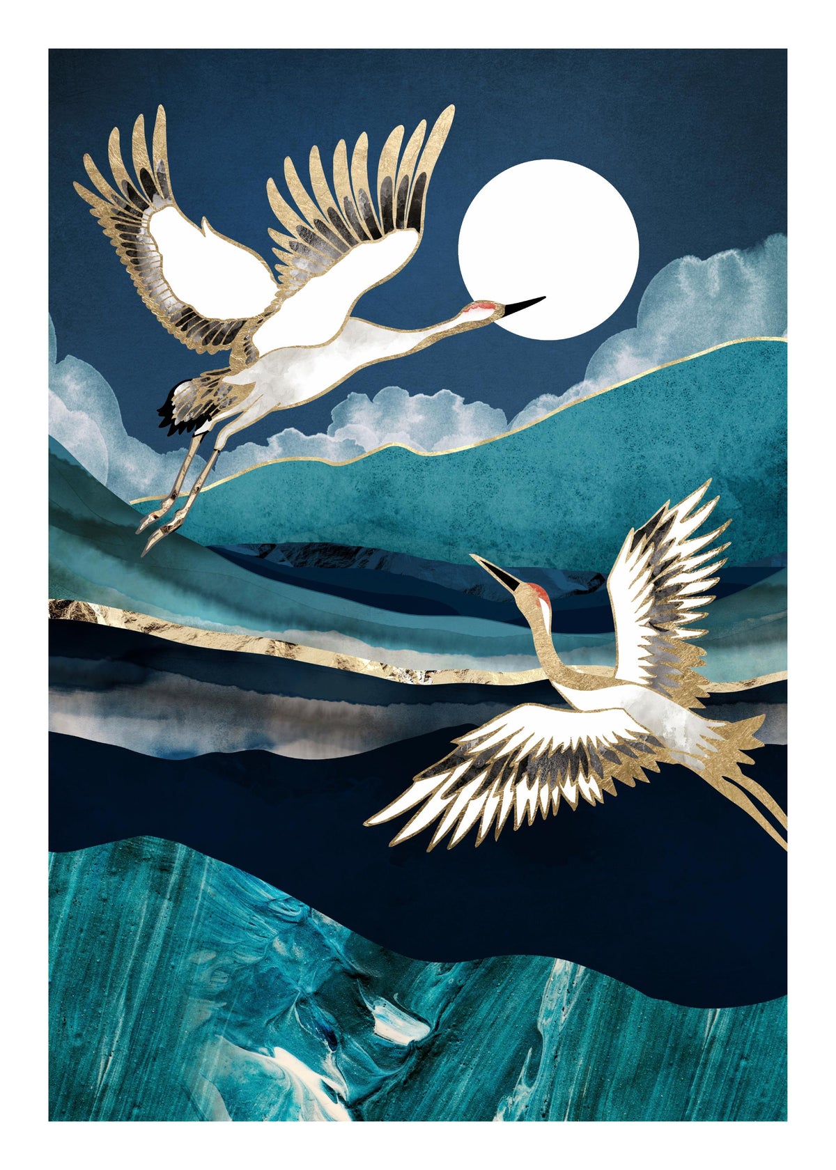 SpaceFrog Designs - Midnight Cranes Print