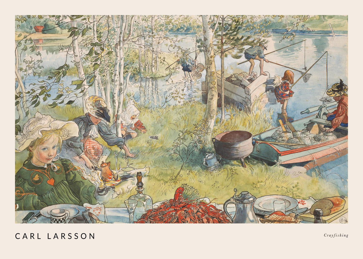 Carl Larsson - Crayfishing Print