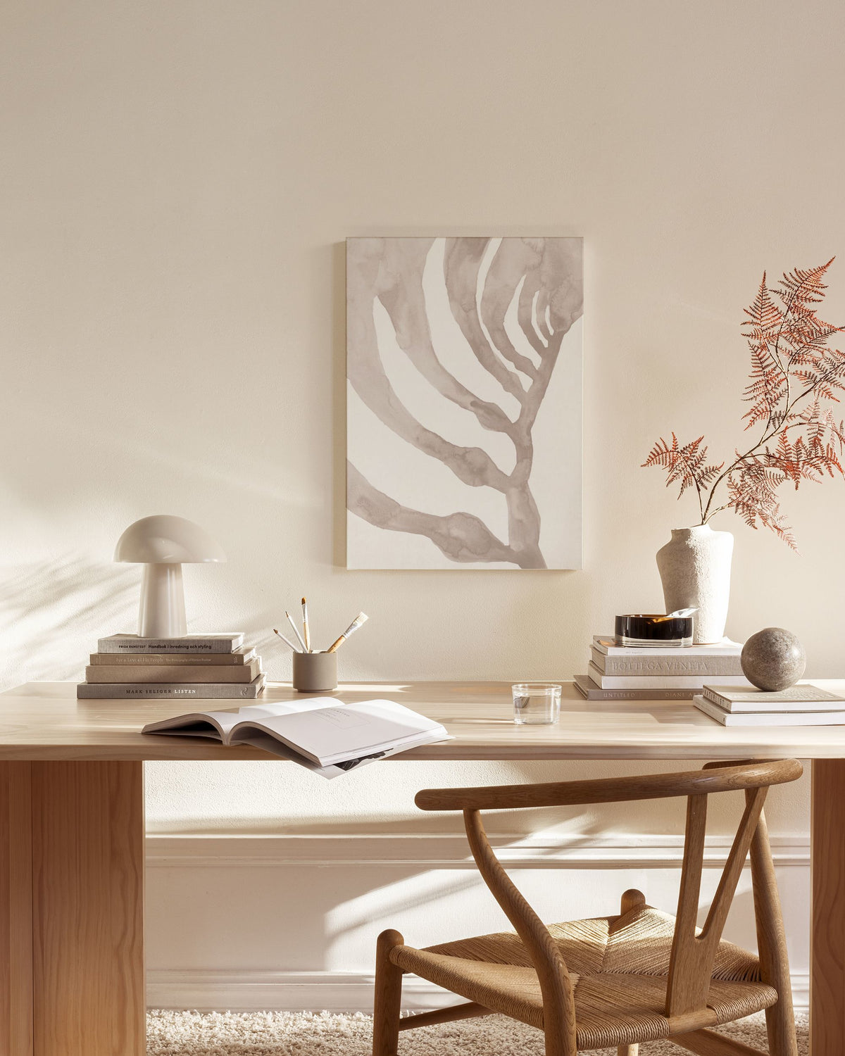Beige Seaweed Canvas print