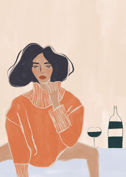 Ivy Green - Woman with Wine Print