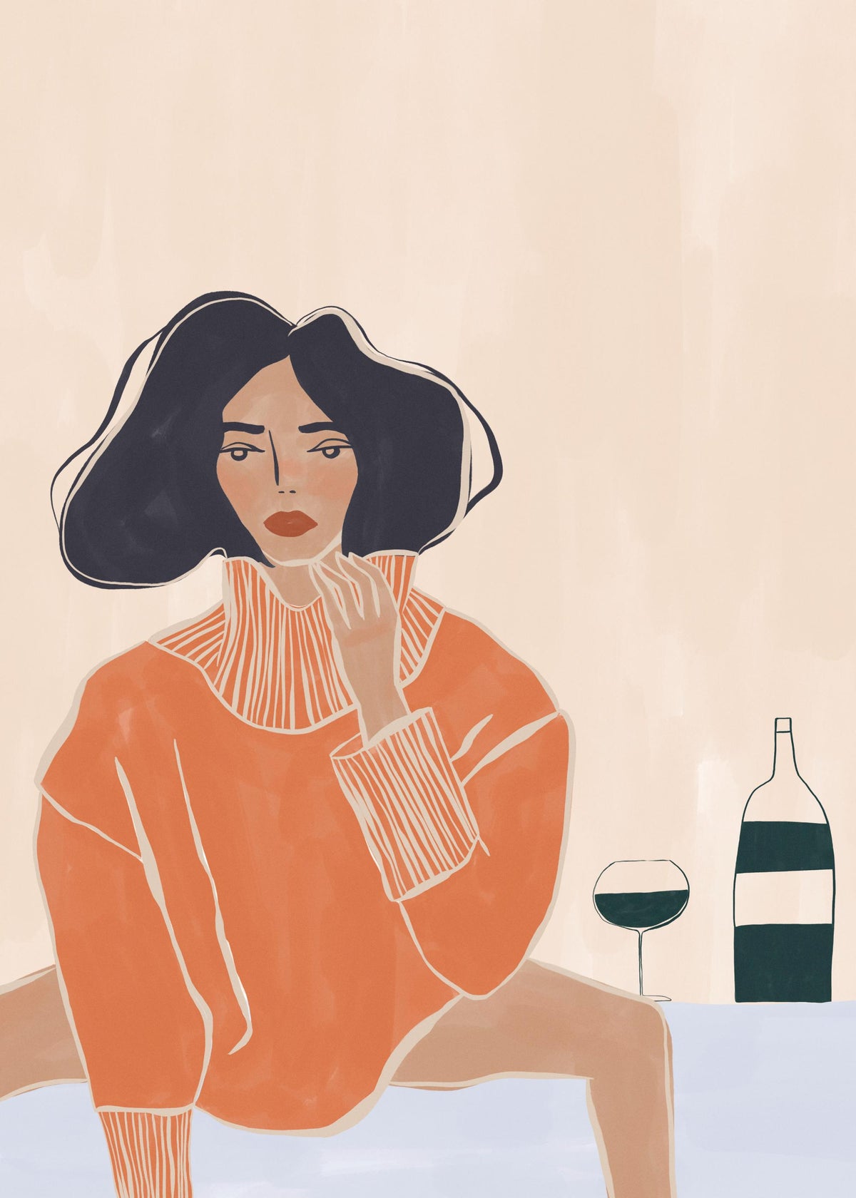 Ivy Green - Woman with Wine Print