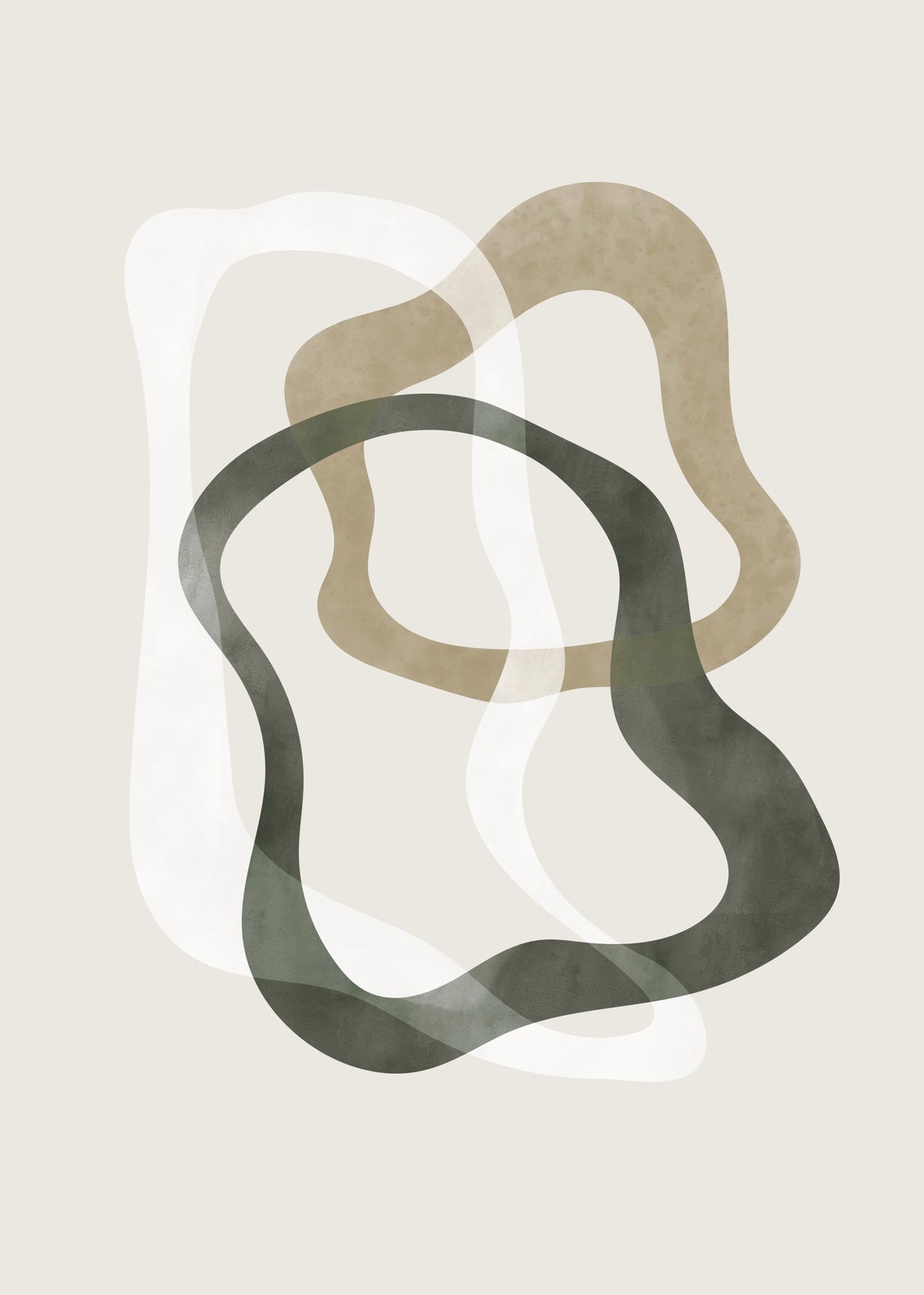 Abstract Green Shapes No2 Print