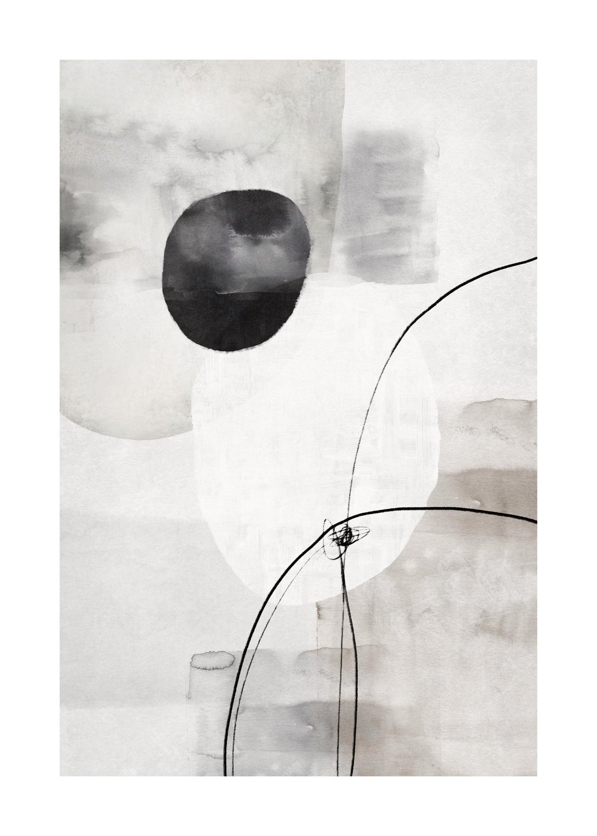 Painted Monochrome Shapes No2 Print