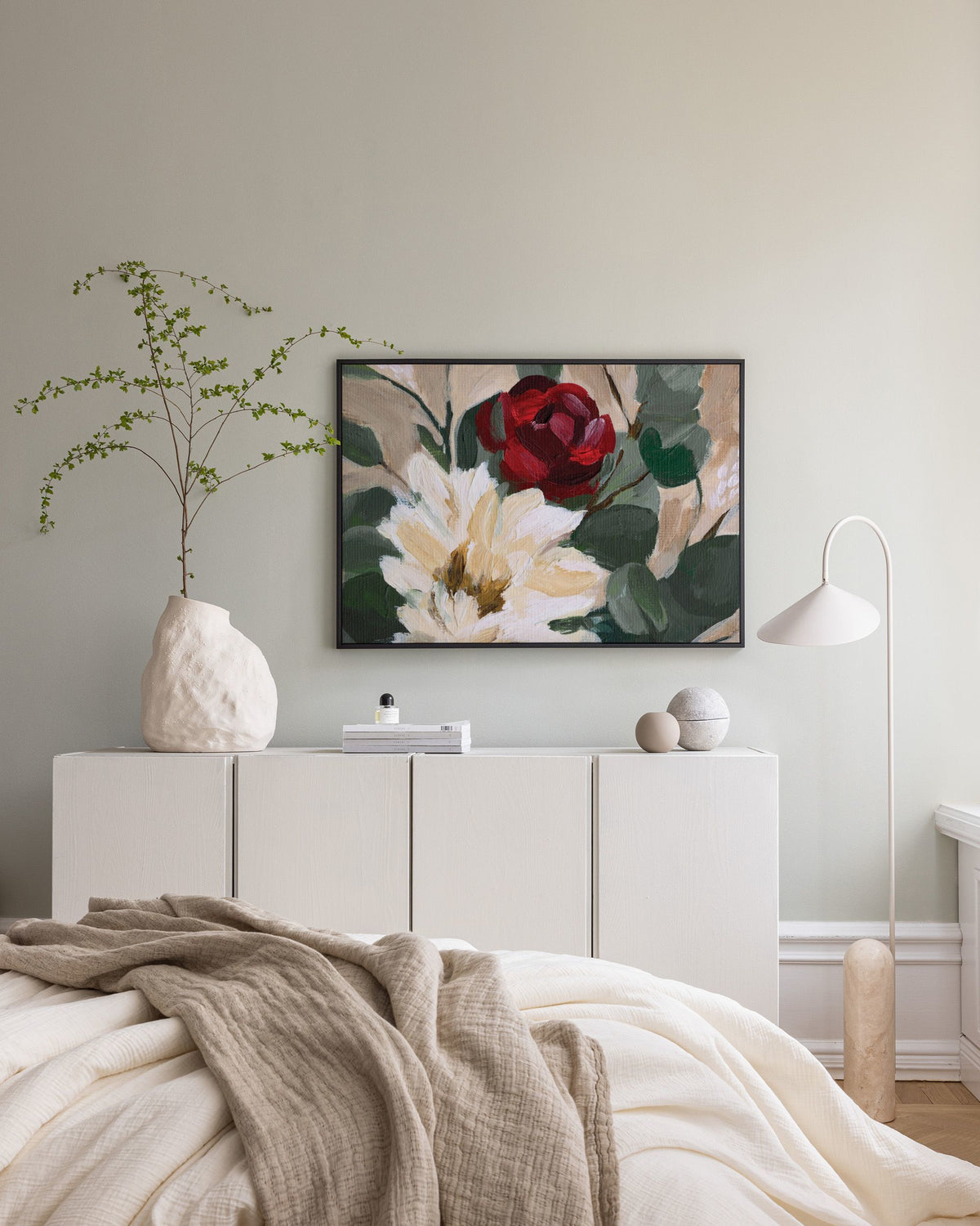 Crimson and Cream Blooms Canvas print