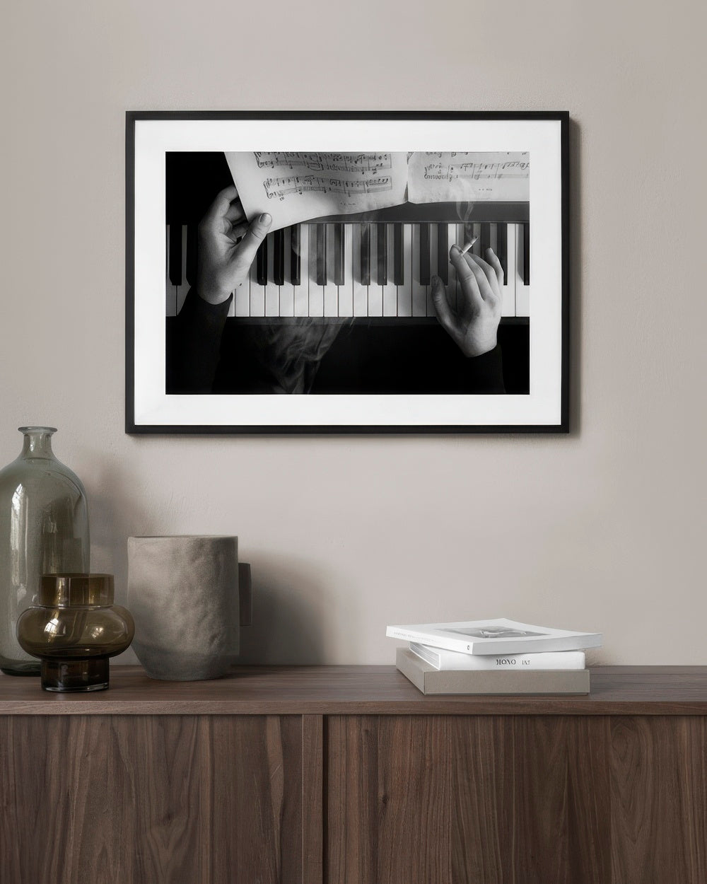 Smoking by the Piano Print