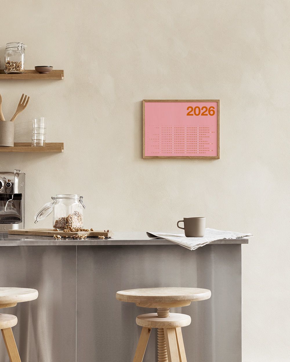 Pink Landscape Calendar 2026 Print