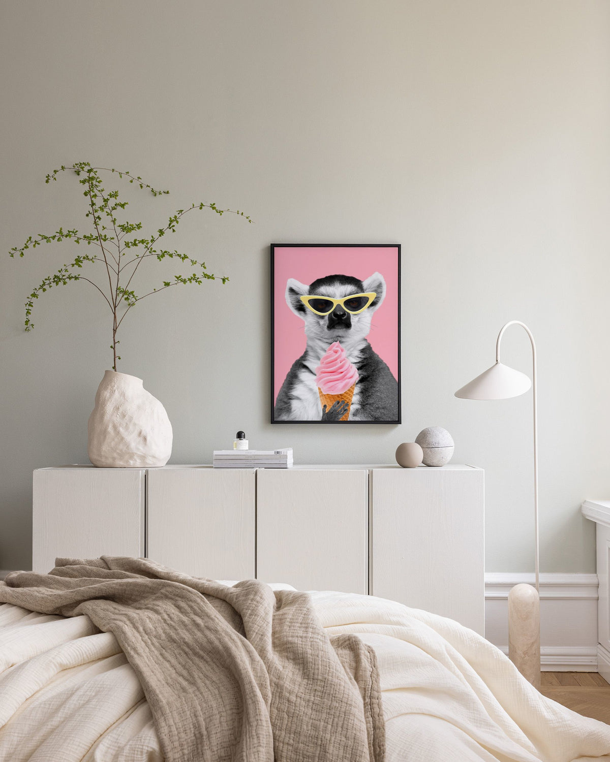 Lemur With Ice Cream Canvas print