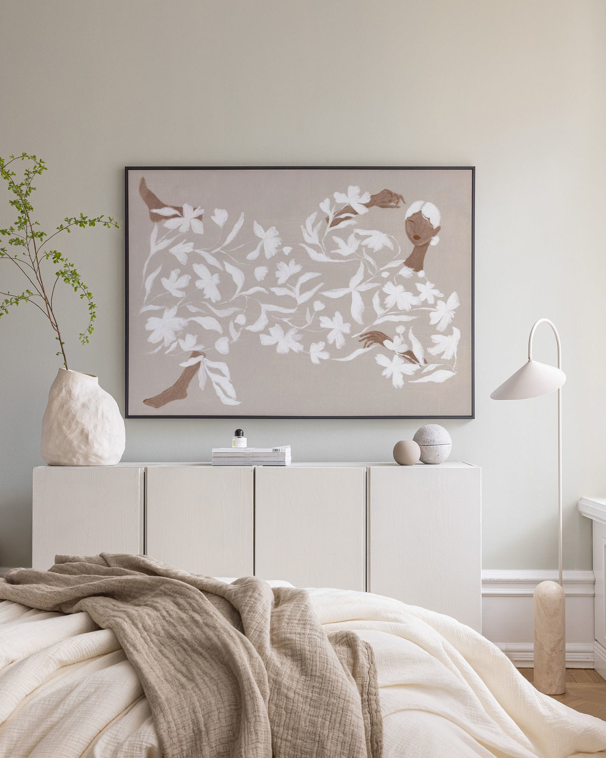 Lady in White Floral Dress Canvas print