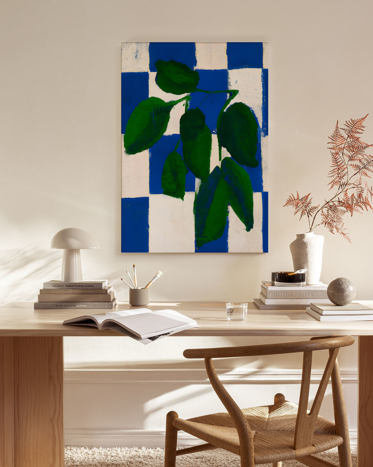 Merel Takken - Checkered Greenery Canvas print