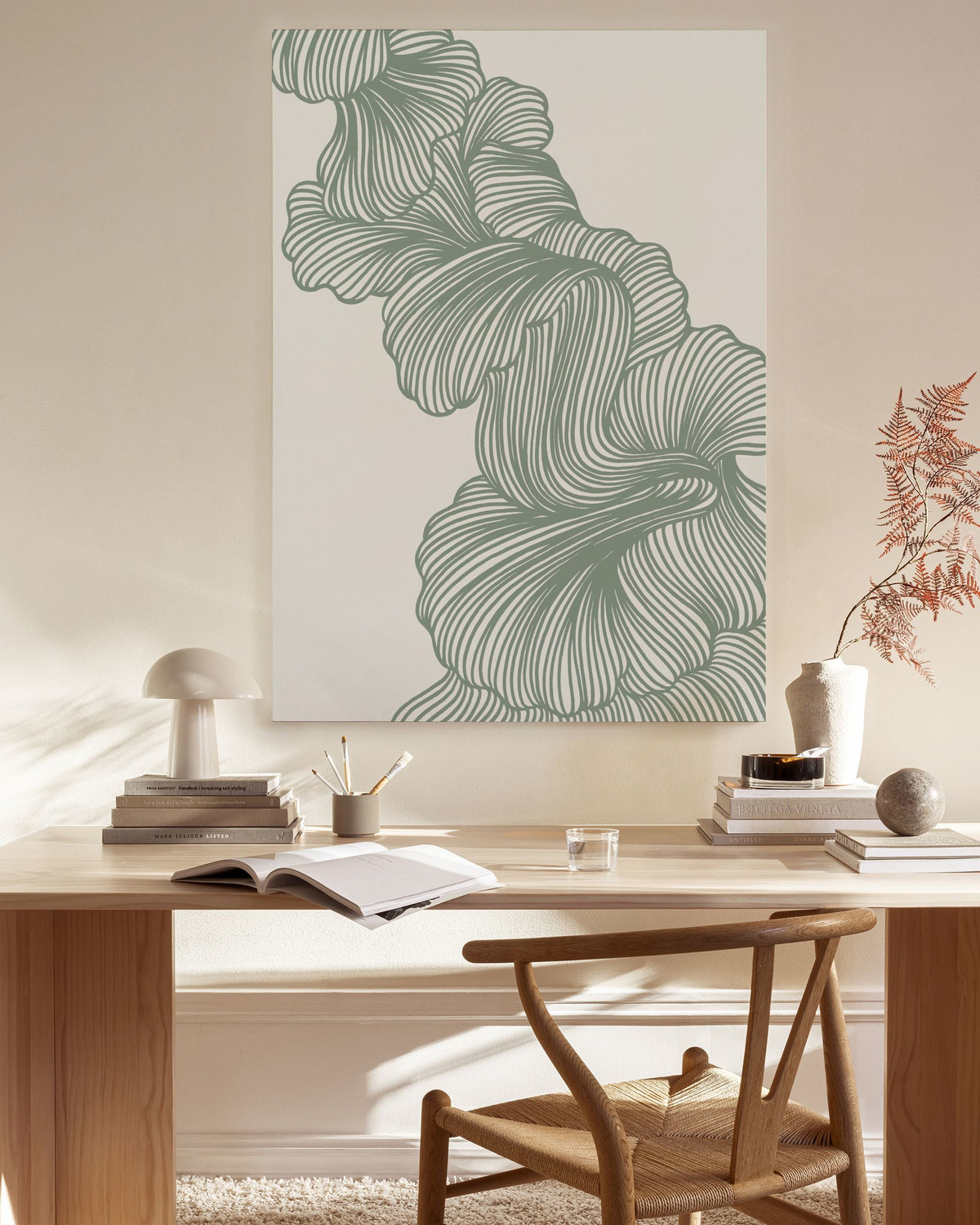 Abstract Green Lines No3 Canvas print