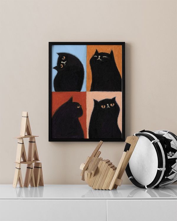 Black Cat Quadrant Print