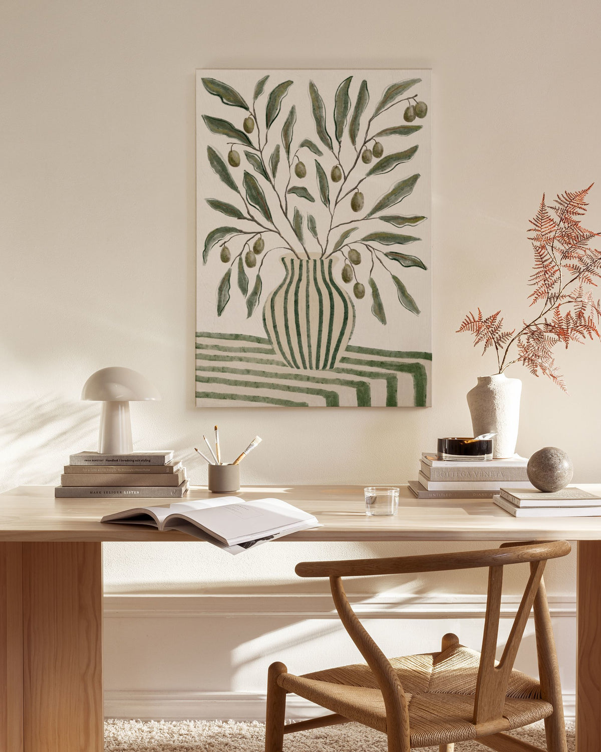 Olive Branches in Vase Canvas print