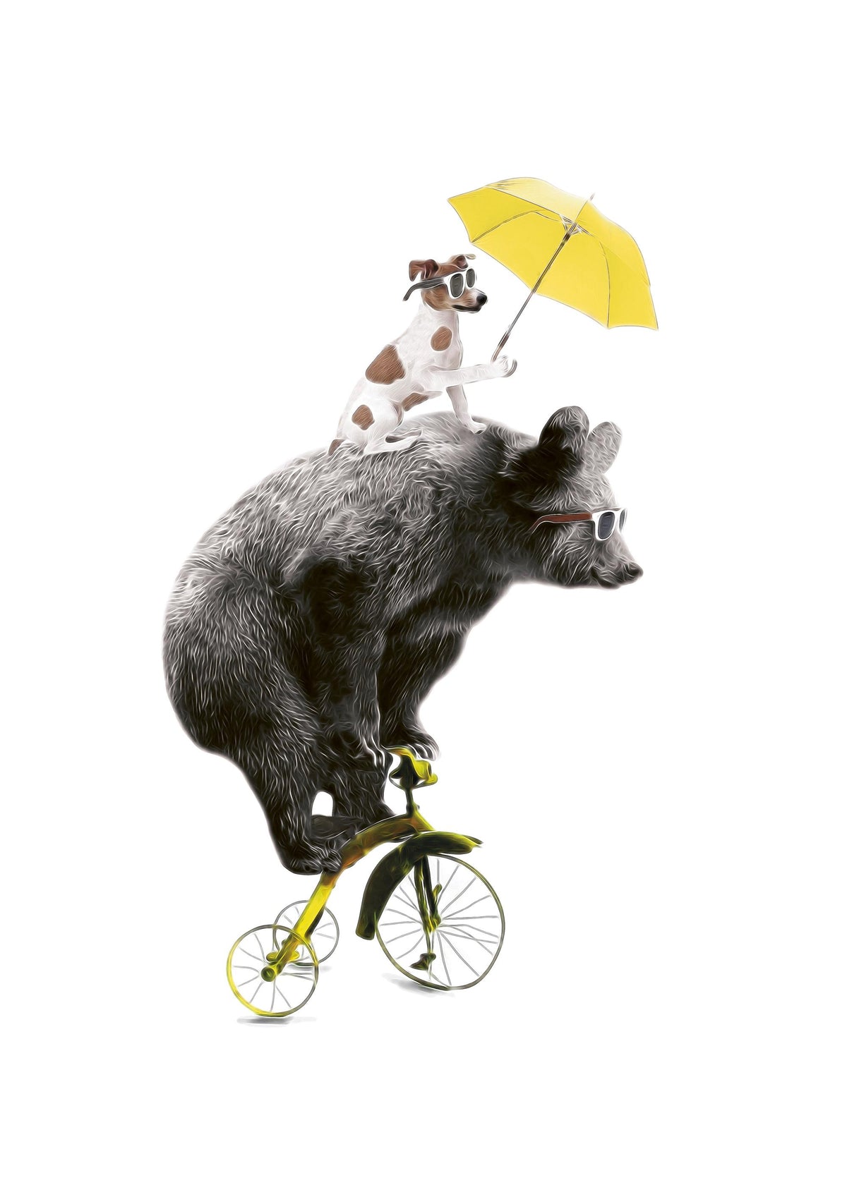 Bear On Yellow Bike, Print