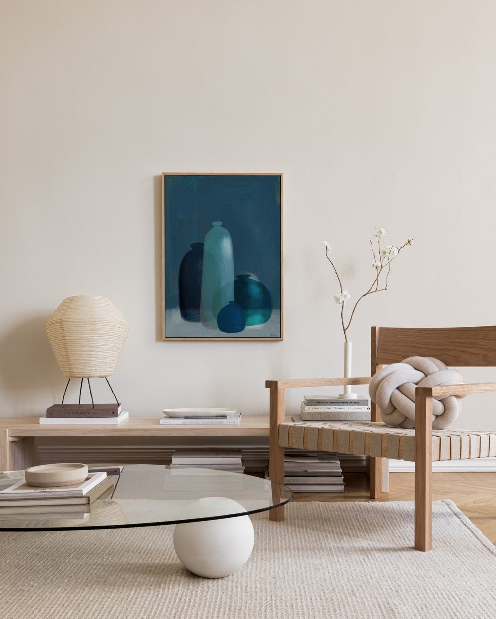 Marco Marella - Still Life with Blue Glass Vases Canvas print