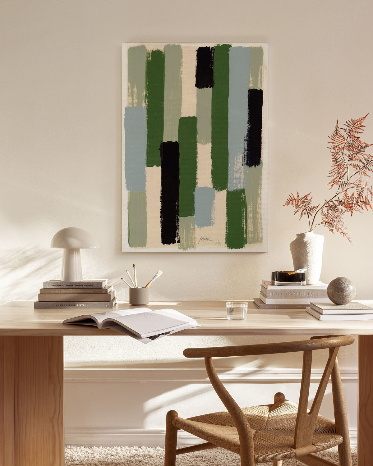 Green Brush Strokes Canvas print