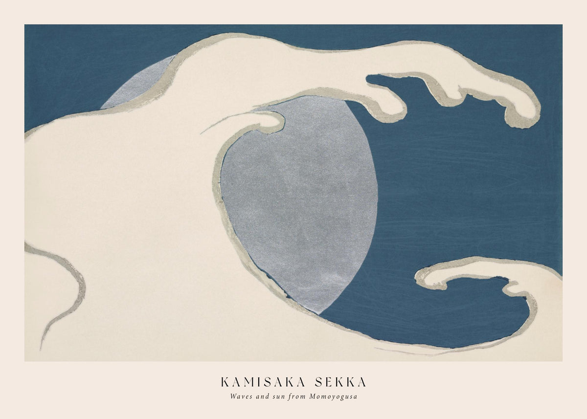 Kamisaka Sekka - Waves and sun from Momoyogusa Print