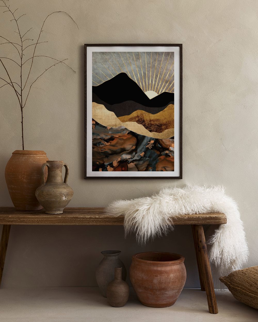 SpaceFrog Designs - Copper And Gold Mountains Print