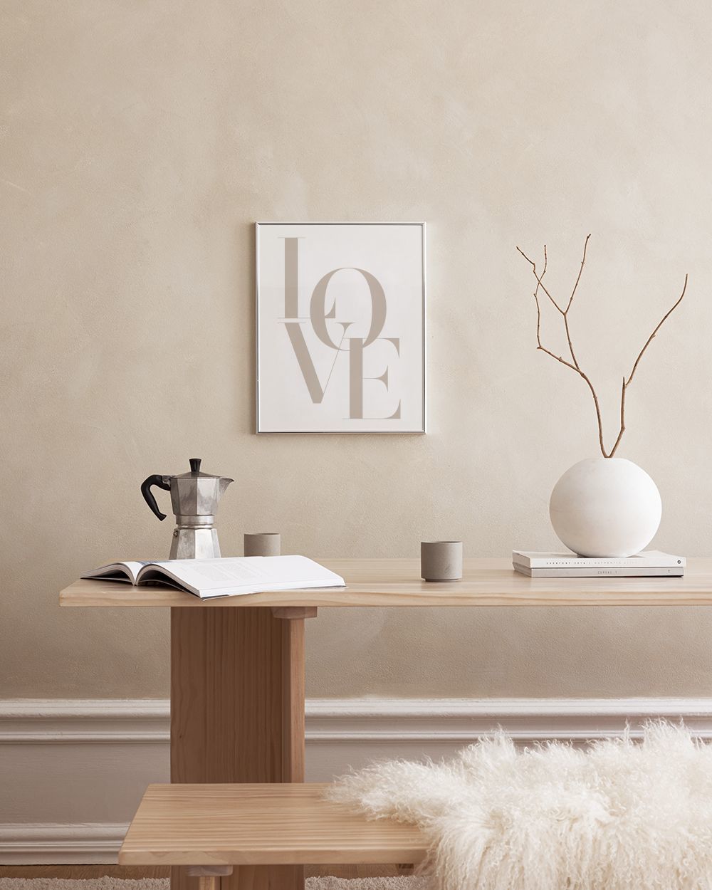 Love Beige Print