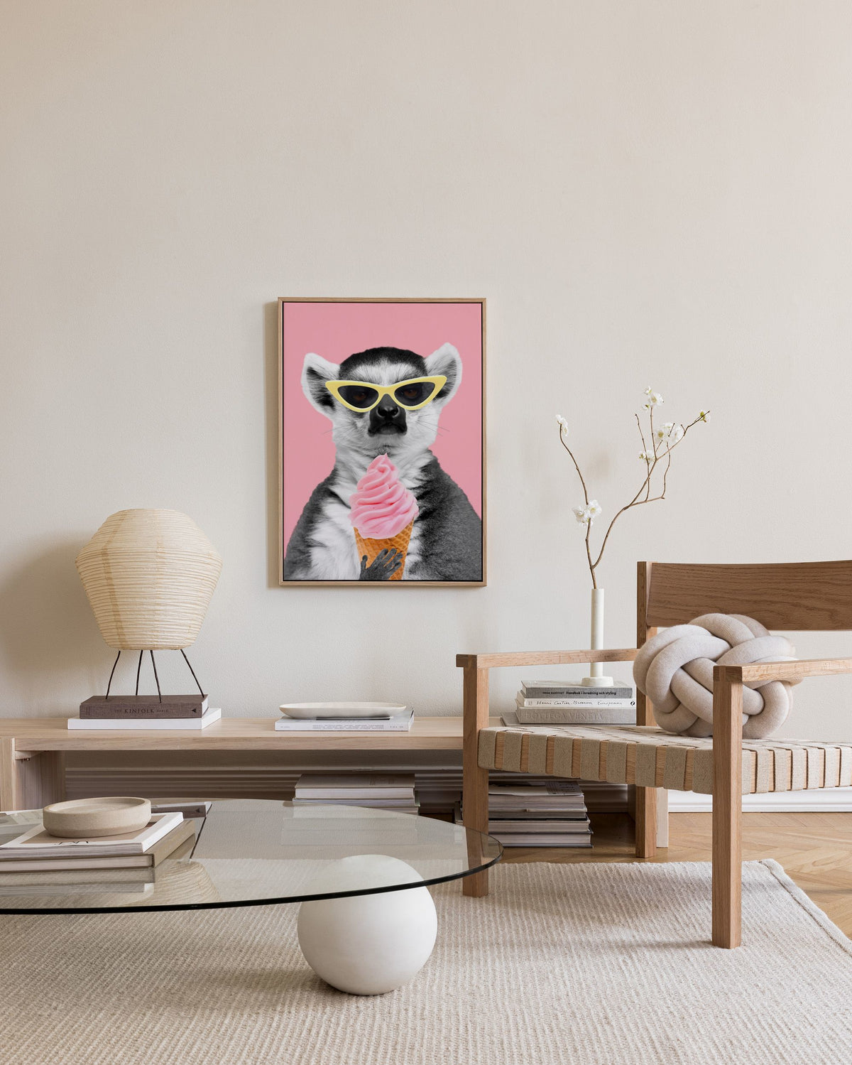 Lemur With Ice Cream Canvas print