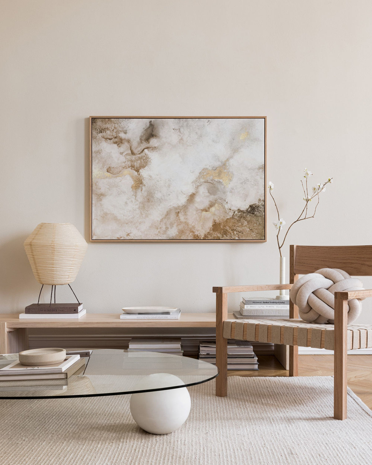 Beige Golden Flow No2 Canvas print