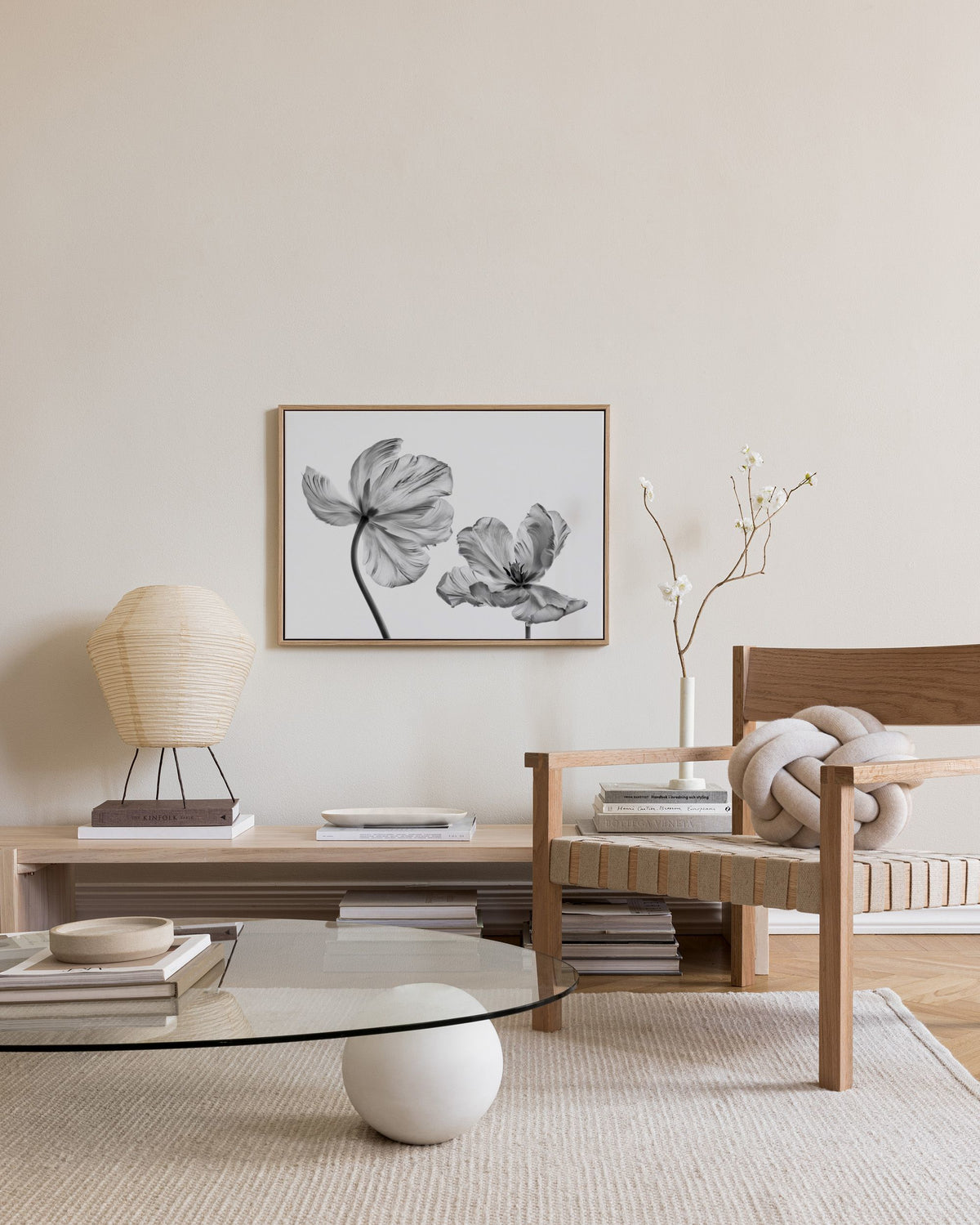 Black and White Tulips Canvas print