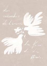 Doves of Love, Flower of Peace Print
