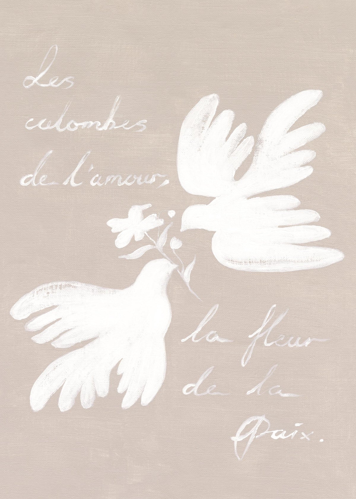 Doves of Love, Flower of Peace Print